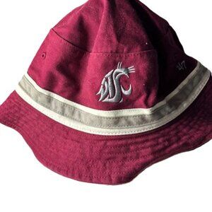 WSU Cougars Bucket Hat | Unisex L/XL | Crimson & Grey | NWOT | 100% Cotton